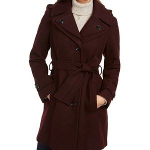 London Fog Wool Blend Hooded Rain Trench Coat